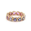 Blue Pink Purple Sapphire Heart Cut Ombre Eternity Band Ring