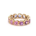 Blue Pink Purple Sapphire Heart Cut Ombre Eternity Band Ring