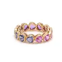 Blue Pink Purple Sapphire Heart Cut Ombre Eternity Band Ring