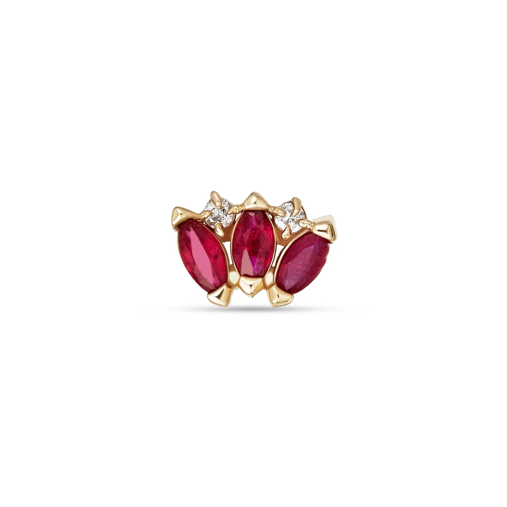 Ruby & Diamond Tiara Stud Earrings