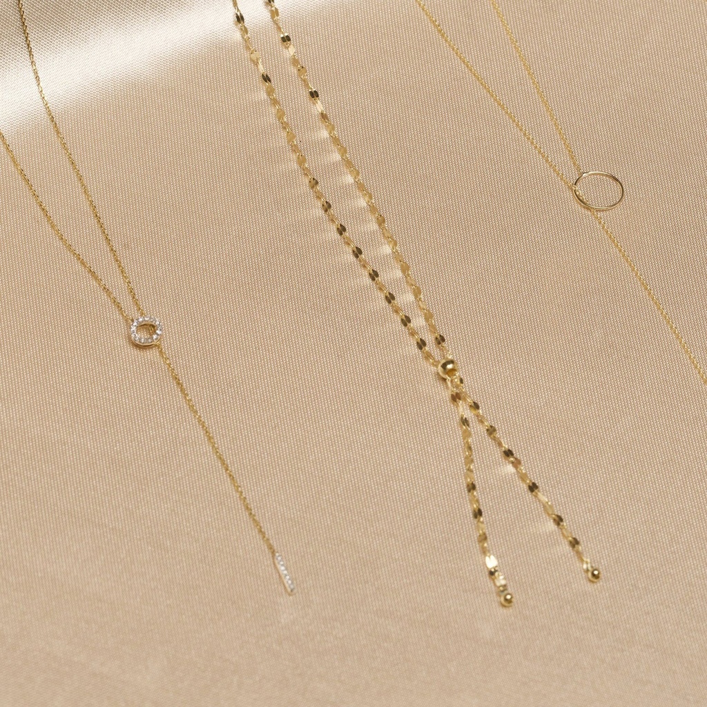 Pave Diamond Open Circle Long Necklace