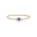 Mini Diamond & Blue Sapphire Evil Eye Ring