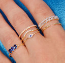 Mini Diamond & Blue Sapphire Evil Eye Ring