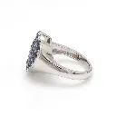 Blue Sapphire Heart Pave Set Ring