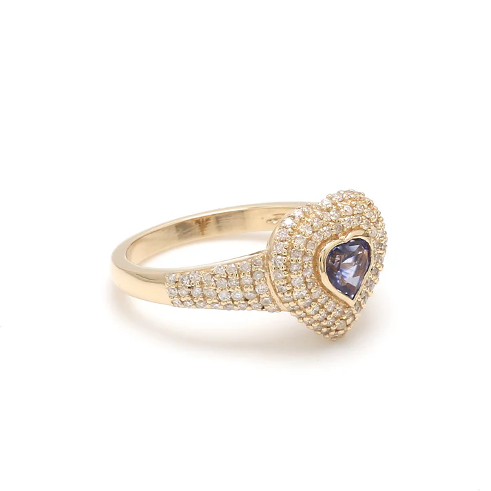 Blue Sapphire Heart Pinky Ring