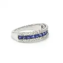 Blue Sapphire Princess Cut Diamond Half Eternity Ring