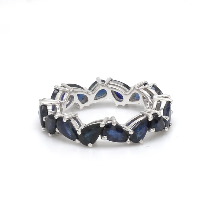 Blue Sapphire Zig Zag Pear Ring