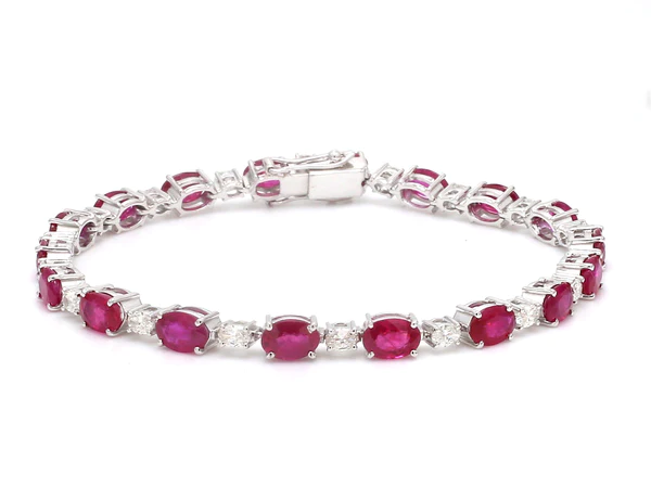 Ruby Oval and Diamond Bracelet