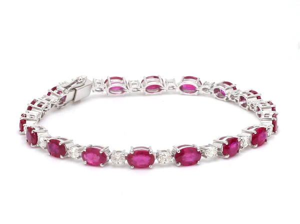 Ruby Oval and Diamond Bracelet