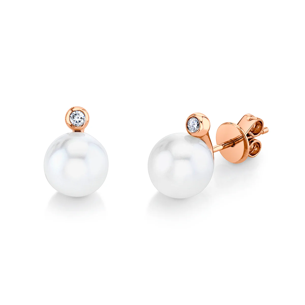 Pearl & Diamond Orb Studs Earrings