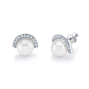 Pearl & Diamond Half Moon Studs