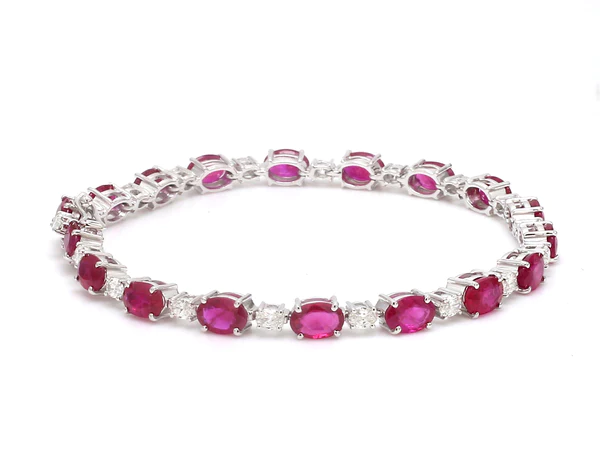 Ruby Oval and Diamond Bracelet