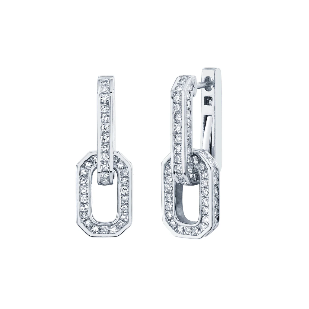 Diamond 3 in 1 Pave Gradual Link Drop Earrings