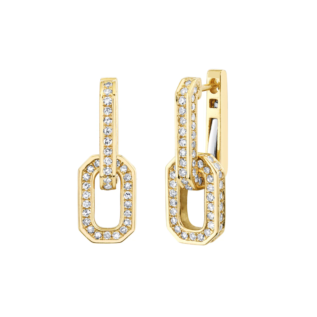 Diamond 3 in 1 Pave Gradual Link Drop Earrings