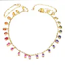 Rainbow Sapphire Mix Shape Linked Chain Necklace