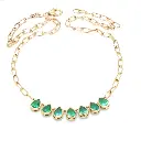 Emerald Pear Bezel Set Paperclip Chain Necklace