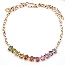 Rainbow Sapphire Pear Prong Set Link Chain Necklace