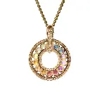 Rainbow Sapphire Round Disc Pendant