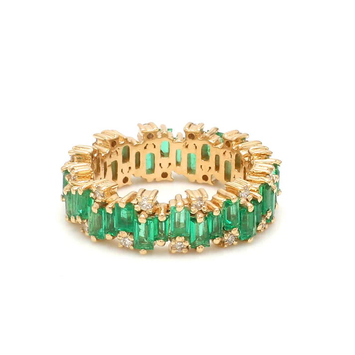 Emerald and Diamond Zig Zag Ring