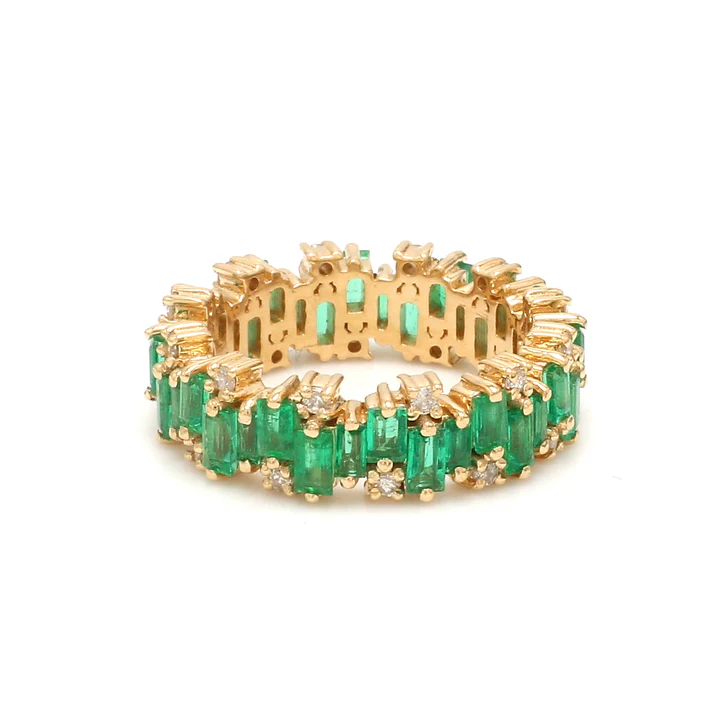 Emerald and Diamond Zig Zag Ring