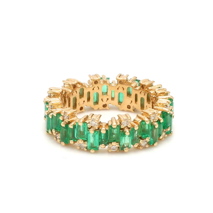 Emerald and Diamond Zig Zag Ring