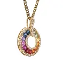 Rainbow Sapphire Round Disc Pendant