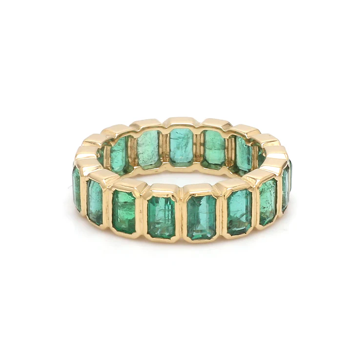 Emerald Bezel Set Emerald Cut Ring