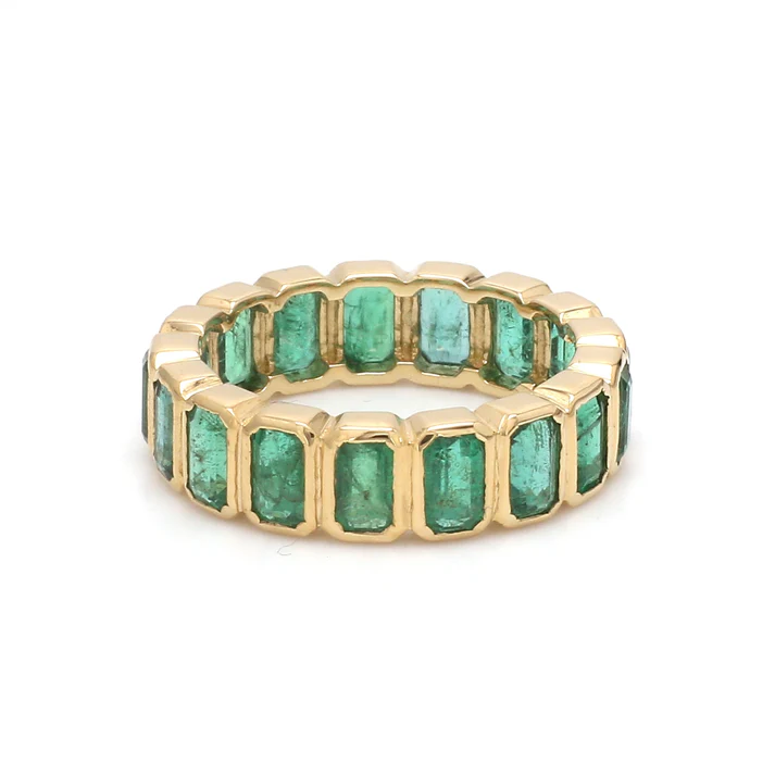 Emerald Bezel Set Emerald Cut Ring