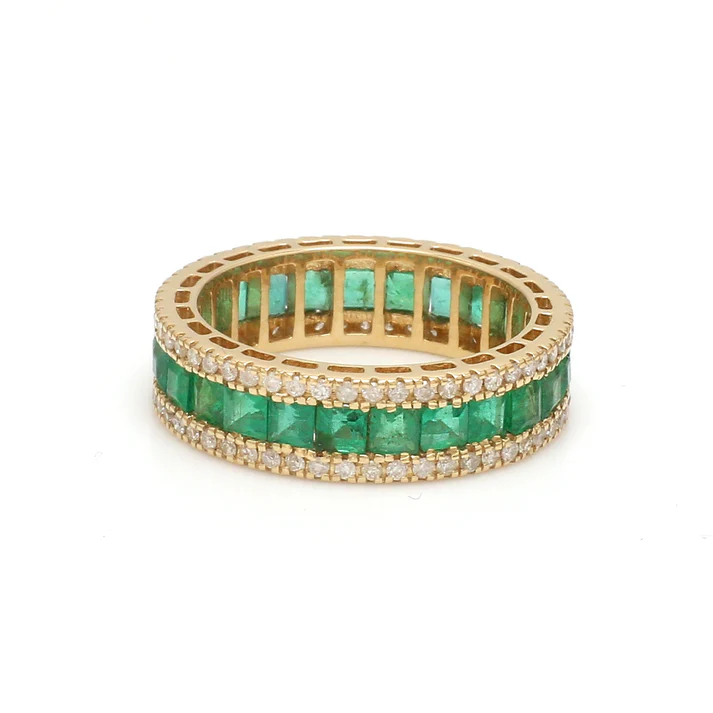 Emerald Diamond Princess Eternity Ring