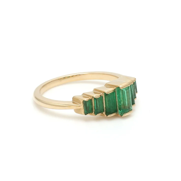 Emerald Graduating Baguette Ring