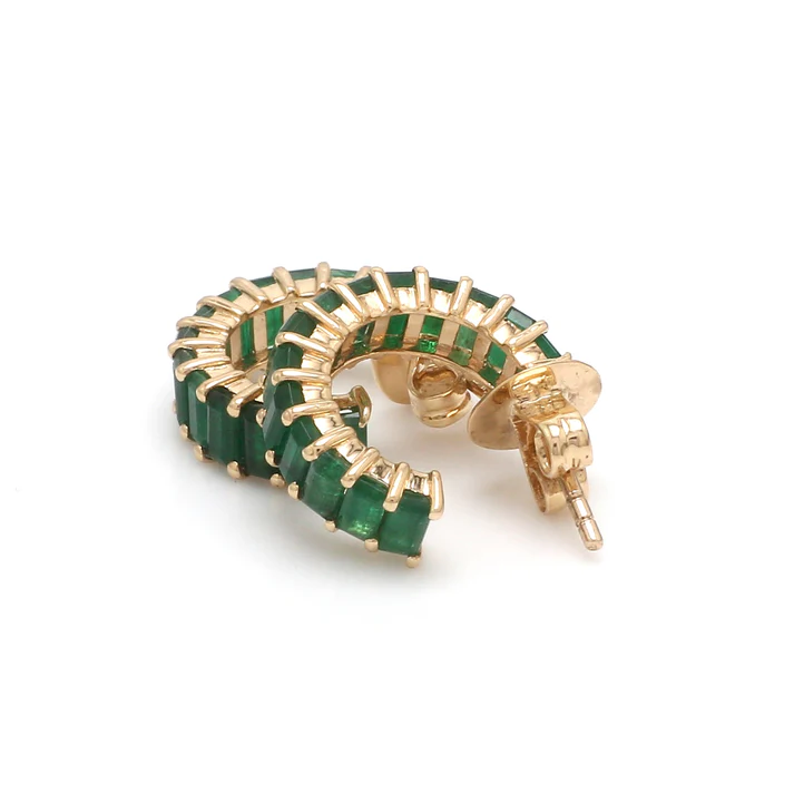 Emerald Mini Hoops Earring Gold