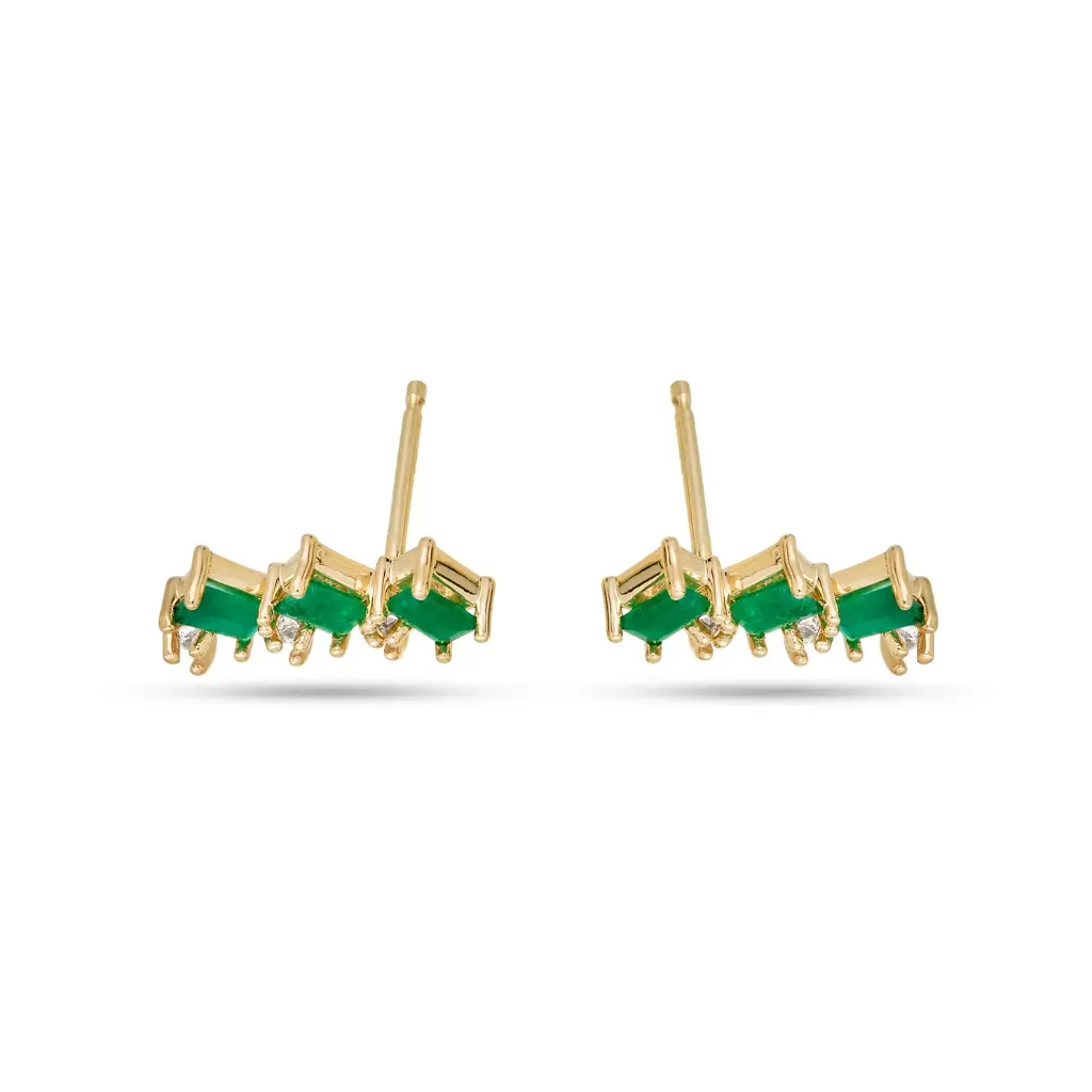 Emerald & Diamond Cluster Studs