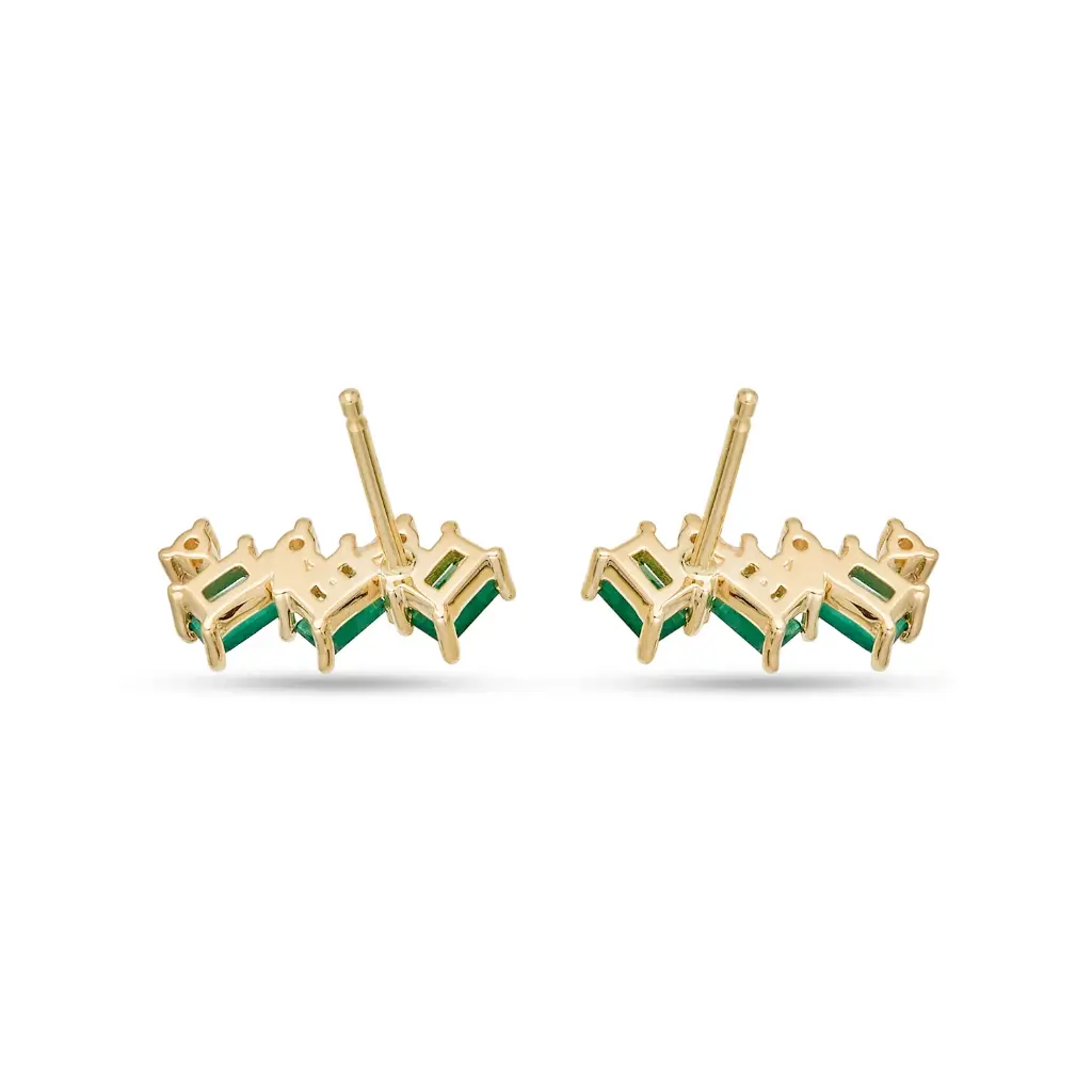 Emerald & Diamond Cluster Studs