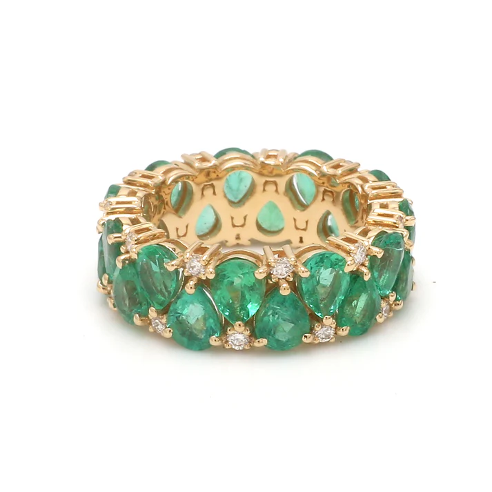 Emerald Pear and Diamond Ring