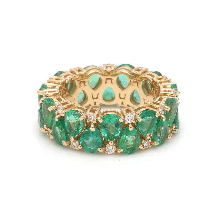 Emerald Pear and Diamond Ring