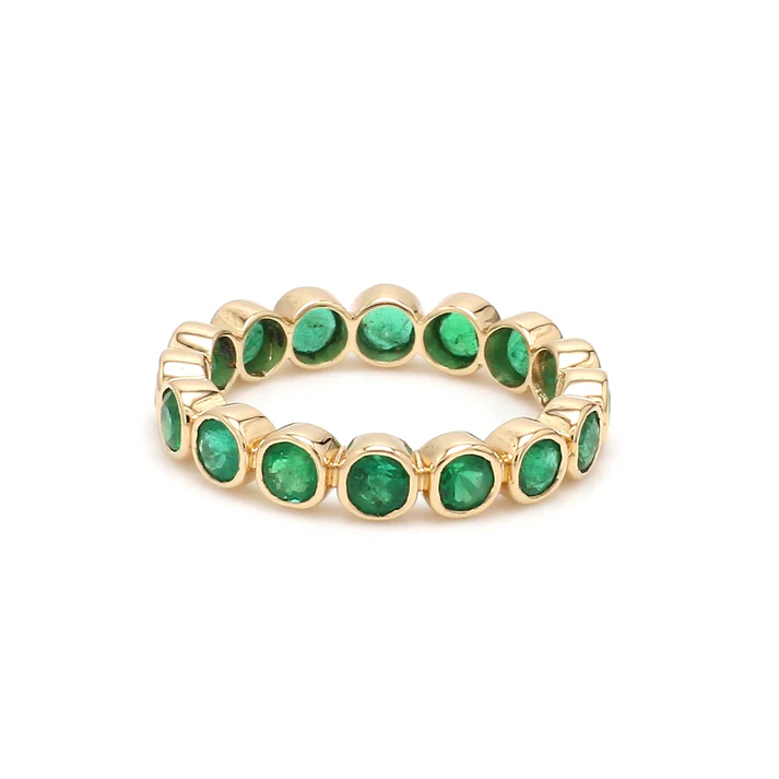 Emerald Round Bezel Set Ring