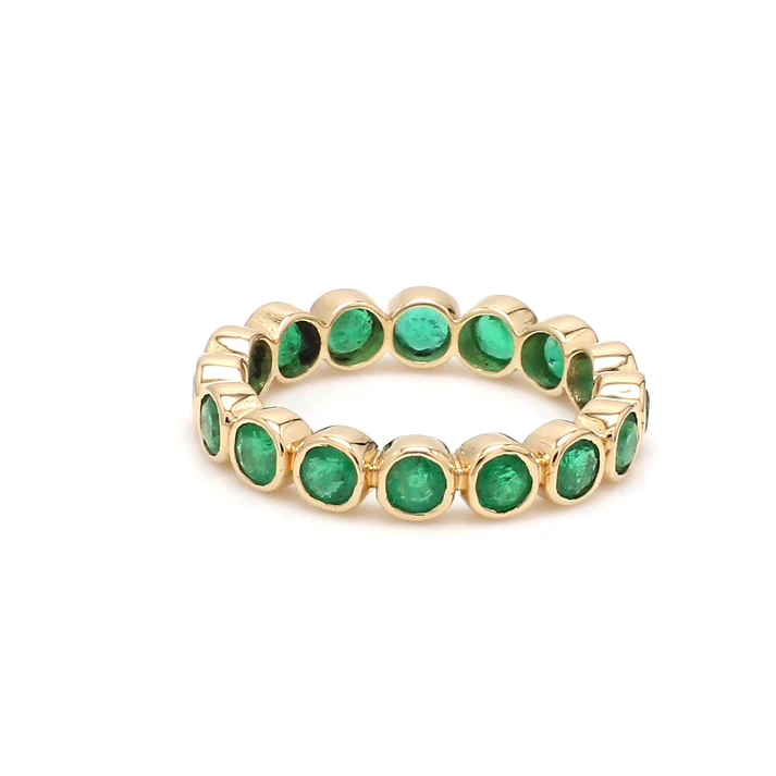 Emerald Round Bezel Set Ring