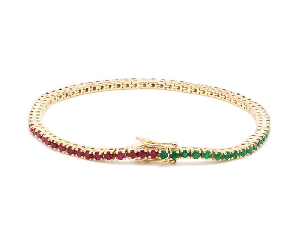 Ruby Emerald Sapphire 2MM Bracelet