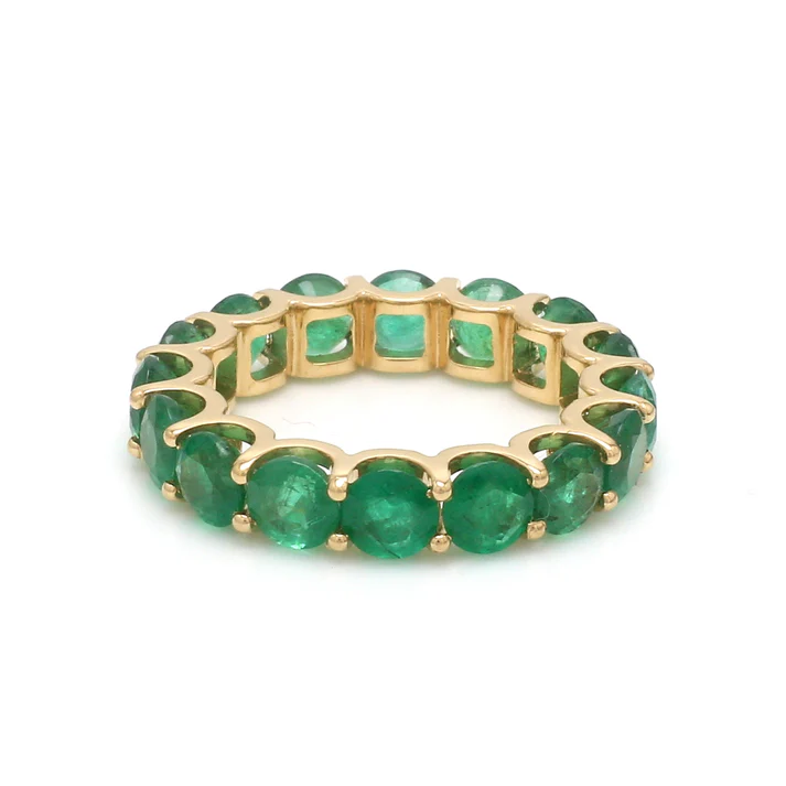 Emerald Round U Prong Ring