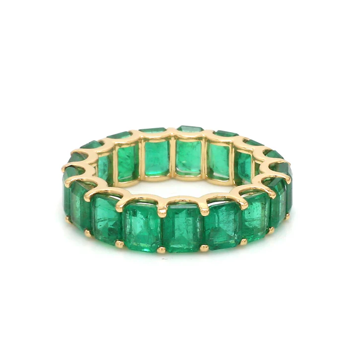 Emerald U Shape Prong Ring