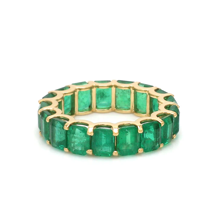 Emerald U Shape Prong Ring