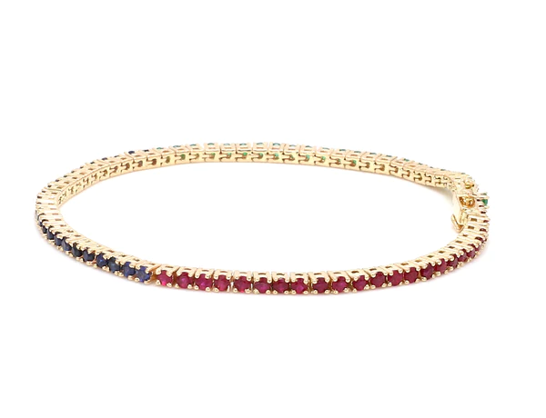 Ruby Emerald Sapphire 2MM Bracelet