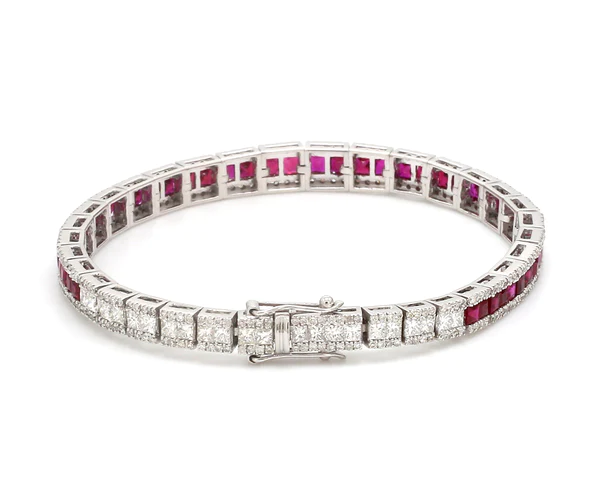 Ruby and Diamond Princess Cut Bracelet