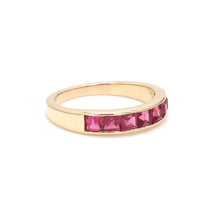 Pink Tourmaline Square Channel Set Ring