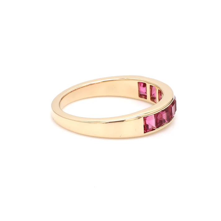 Pink Tourmaline Square Channel Set Ring