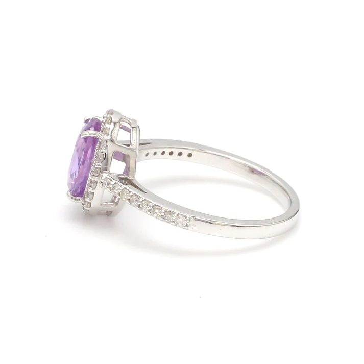 Purple Sapphire Oval diamond ring