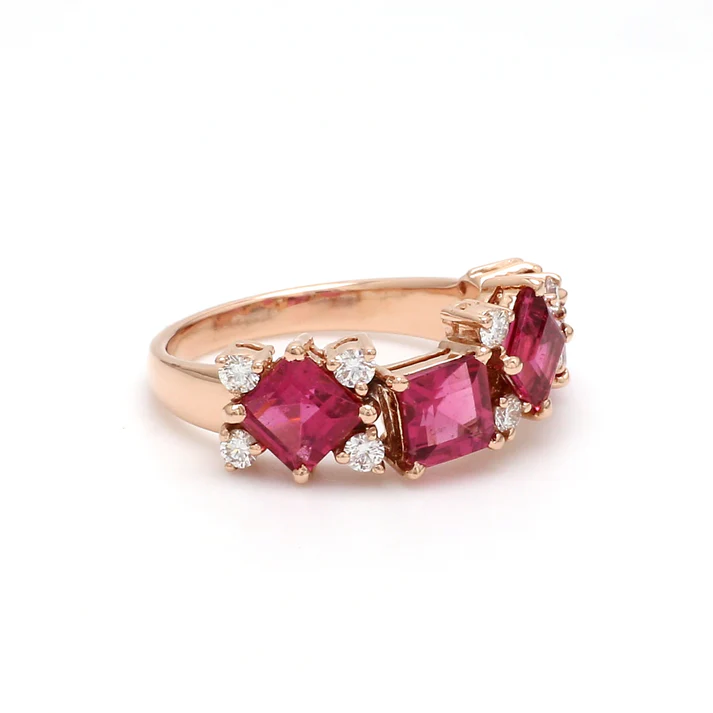 Pink Tourmaline Square Random Ring