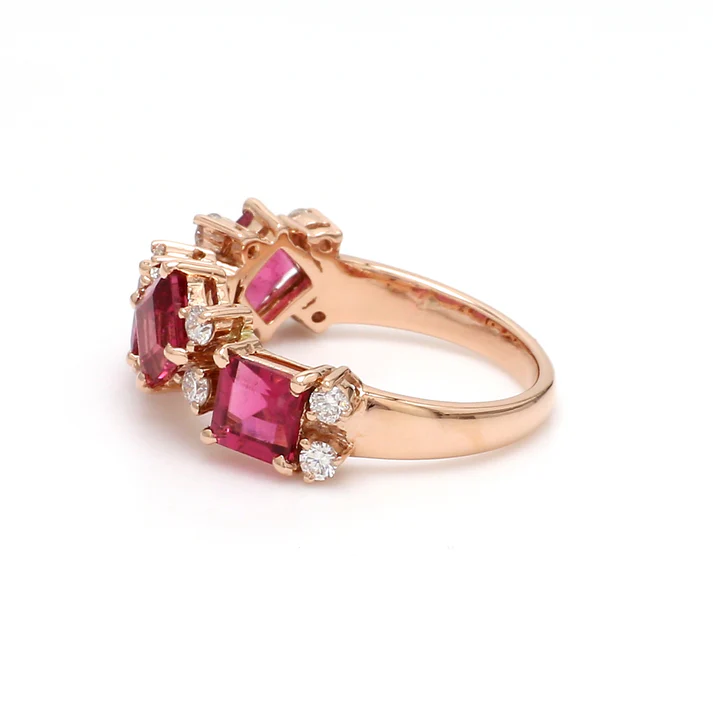 Pink Tourmaline Square Random Ring