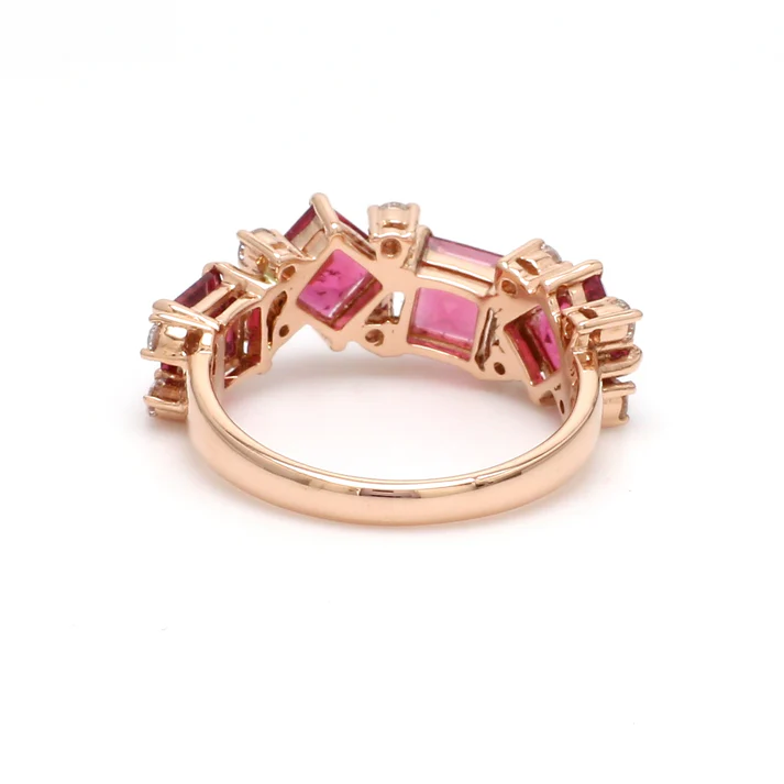 Pink Tourmaline Square Random Ring