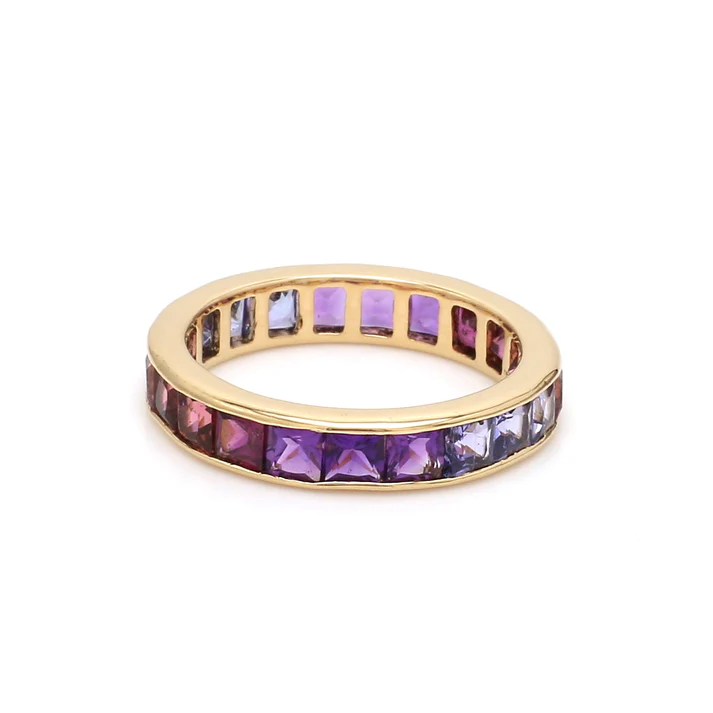 Purple Blue Channel Set Ring